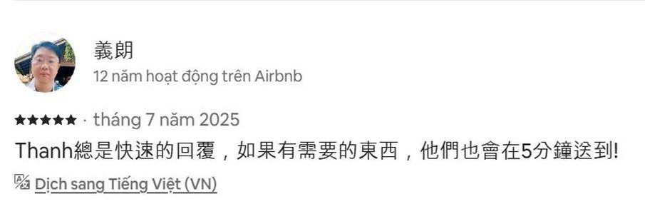 Ảnh chụp đánh giá thật từ Airbnb