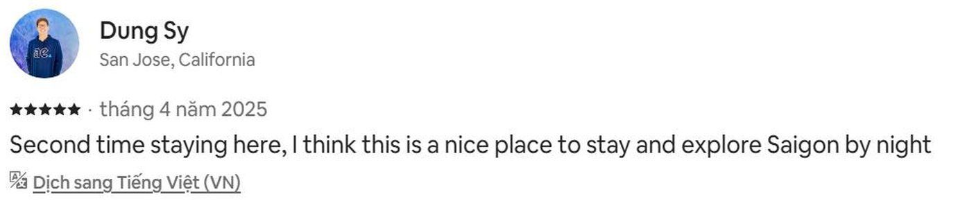 Ảnh chụp đánh giá thật từ Airbnb